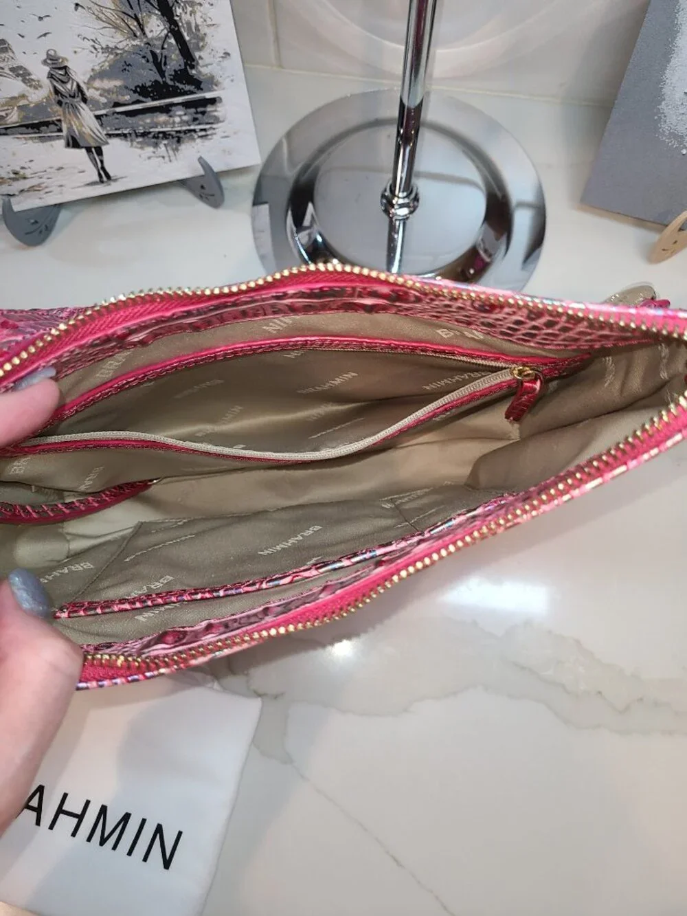 Brahmin Magenta Wonderland Shayna crossbody bag Pristine NWOT